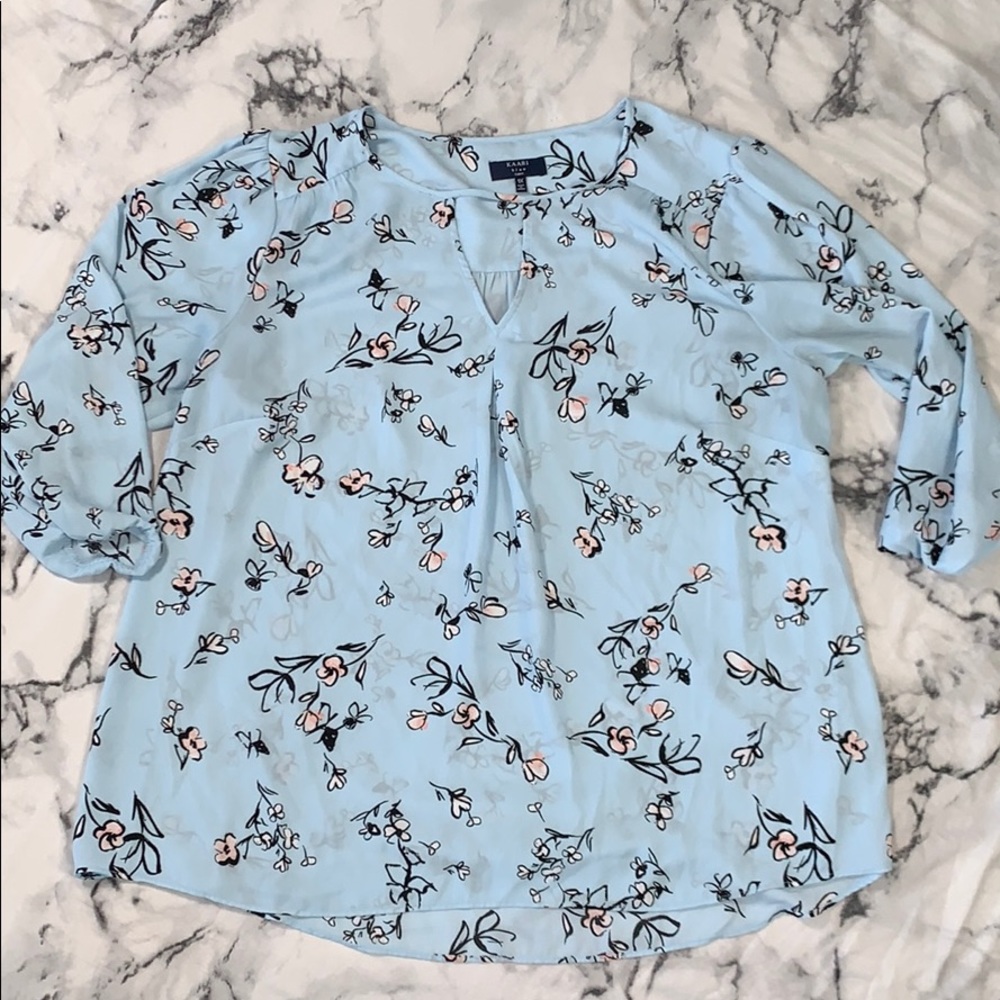 Kaari blue baby blue floral top